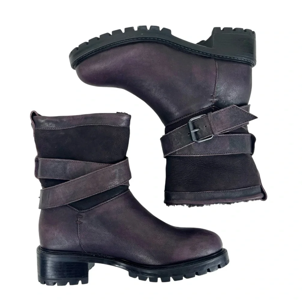 Ross & Snow Women US 5 Emilina Shearling Boots Frosted Winter Plum Made in Italy
